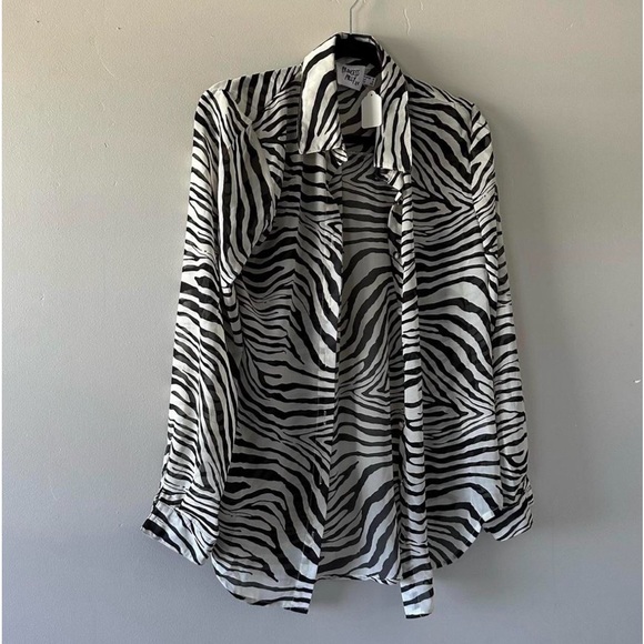 Princess polly zebra print sheer button up - Picture 1 of 2
